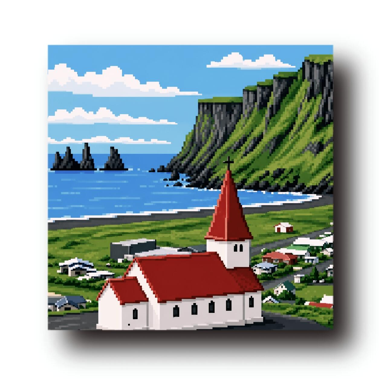 Iceland — Vík Red-Roof Church Fuse Bead Pattern