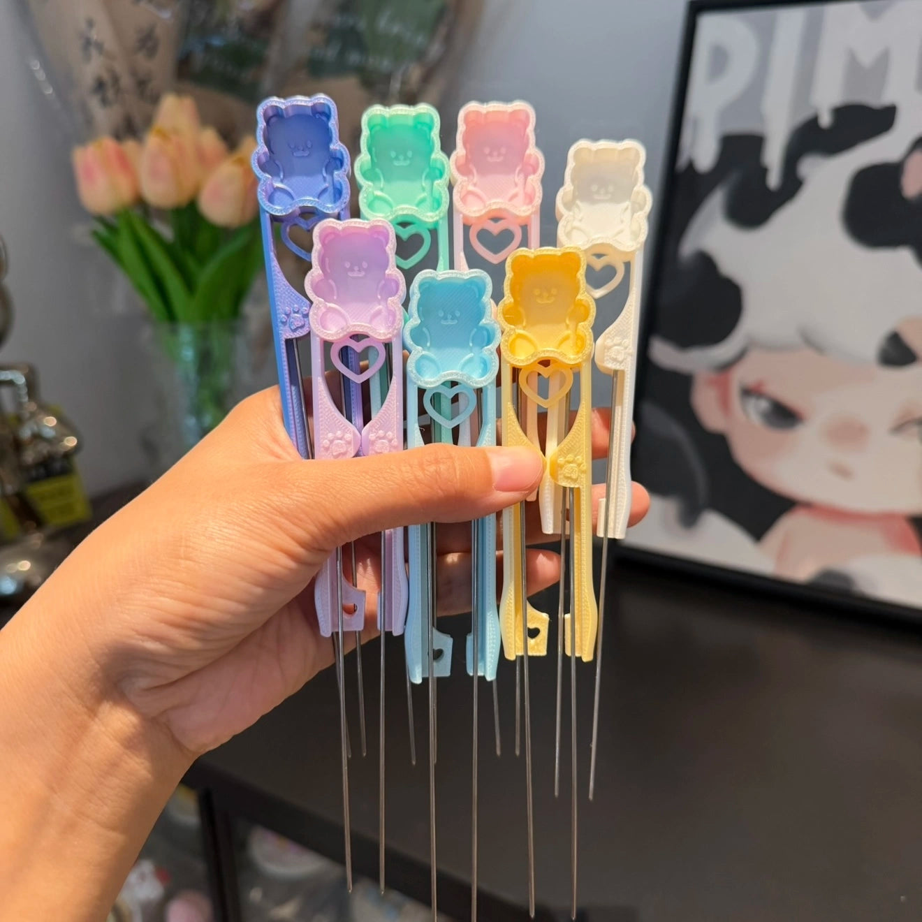 Perler Beads Bear Dual-Needle Picker Pen and Cat Paw Bead Scoop Set– Precision DIY Bead Placement Tool for Mini Fuse Beads Craft