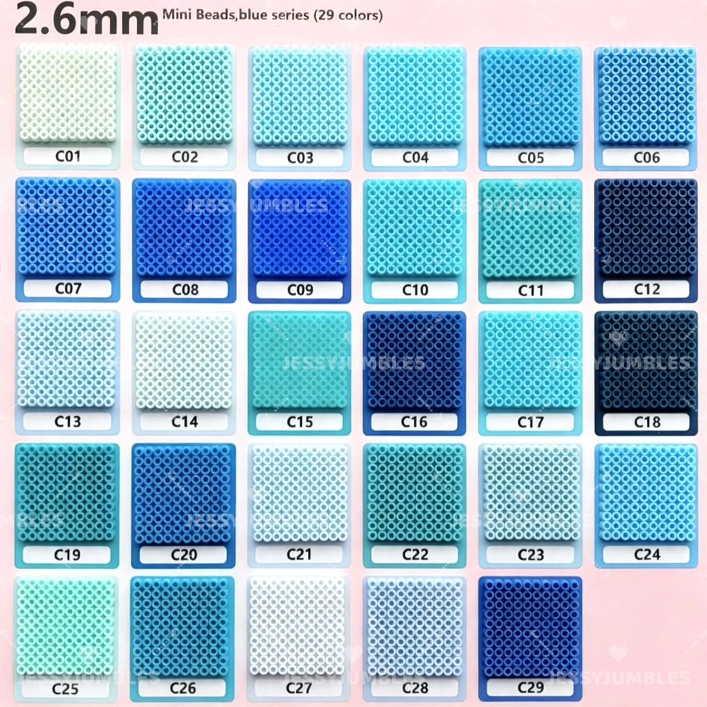 2.6mm Mini Fuse Beads Refill Pack, Blue and Turquoise Shades, 20g Approximately 2,000 Beads for Pixel Art Crafts