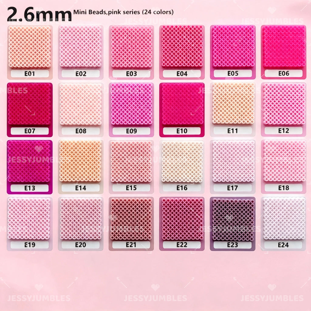 2.6mm Mini Fuse Beads Refill Pack, Pink, Rose and Blush Shades, 20g Approximately 2,000 Beads for Pixel Art Crafts