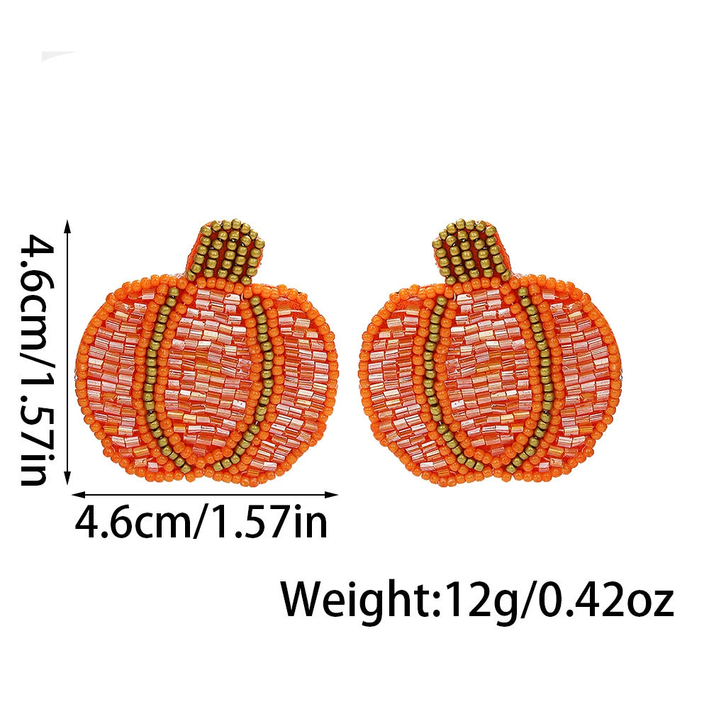 Handmade Beaded Pumpkin Simple & Statement Stud Earrings