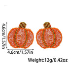🎃 Handmade Beaded Pumpkin Stud Earrings – Simple & Statement ✨