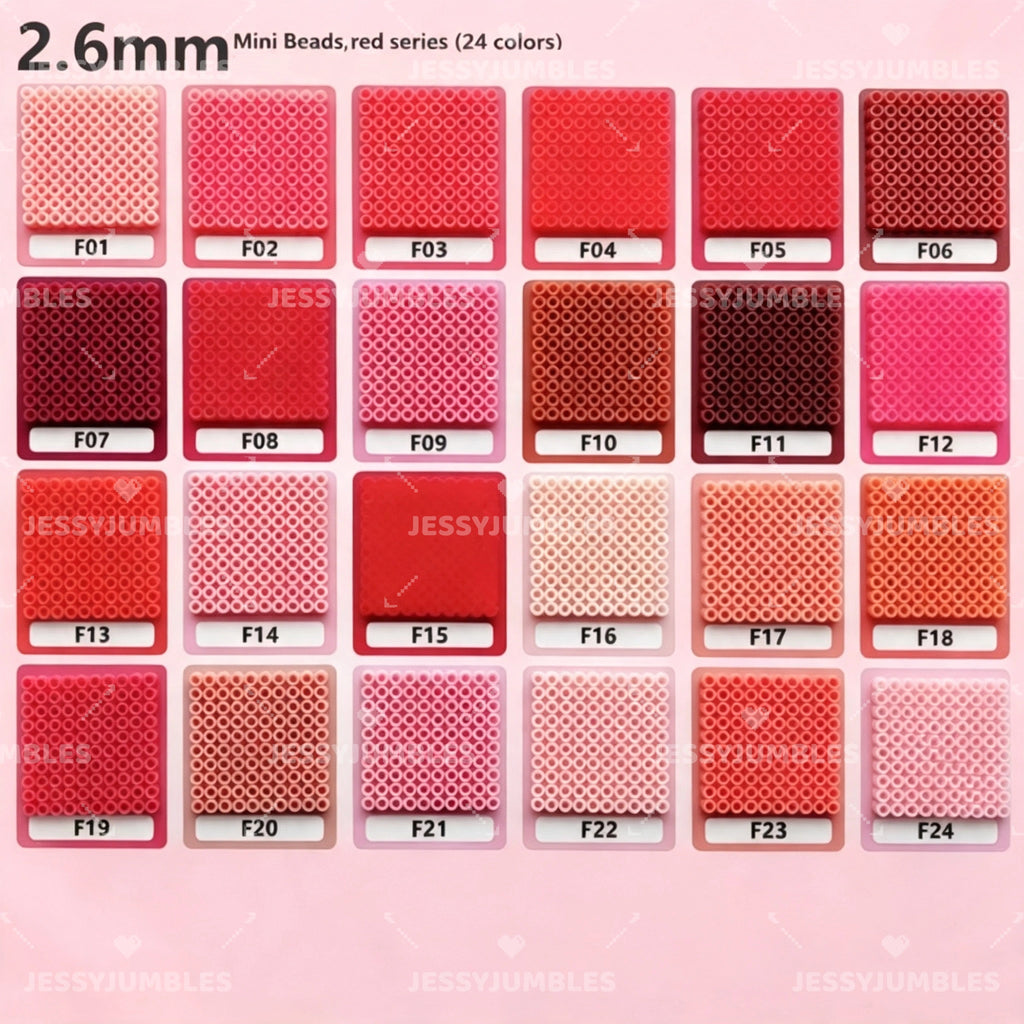 2.6mm Mini Fuse Beads Refill Pack, Red, Coral and Terracotta Shades, 20g Approximately 2,000 Beads for Pixel Art Crafts