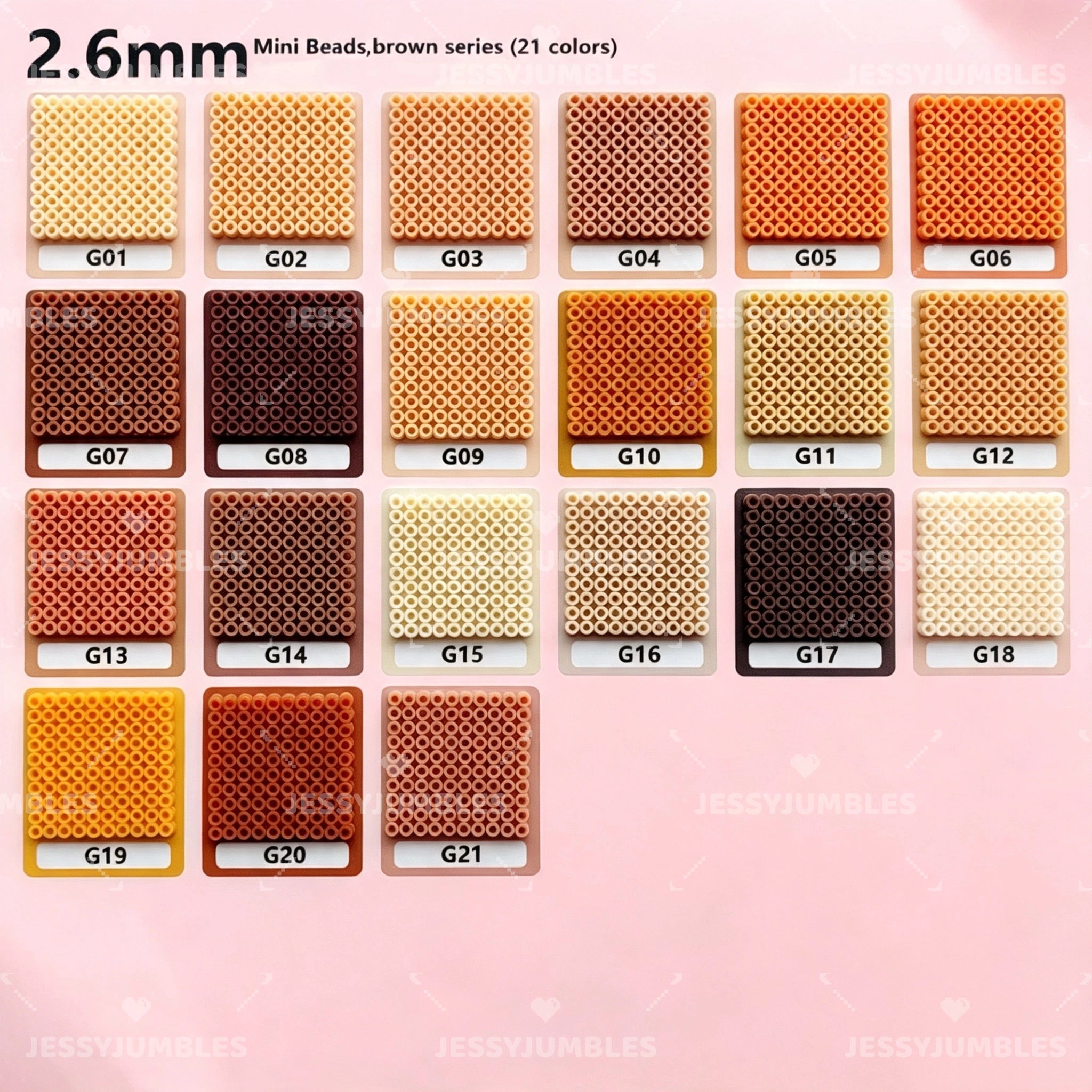 2.6mm Mini Fuse Beads Refill Pack, Brown, Gold and Caramel Shades, 20g Approximately 2,000 Beads for Pixel Art Crafts