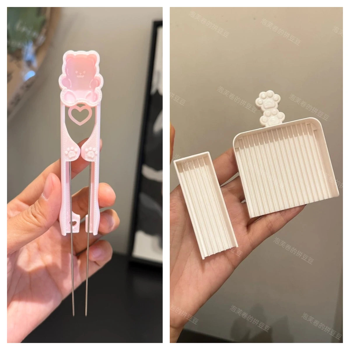 Perler Beads Bear Dual-Needle Picker Pen and Cat Paw Bead Scoop Set– Precision DIY Bead Placement Tool for Mini Fuse Beads Craft