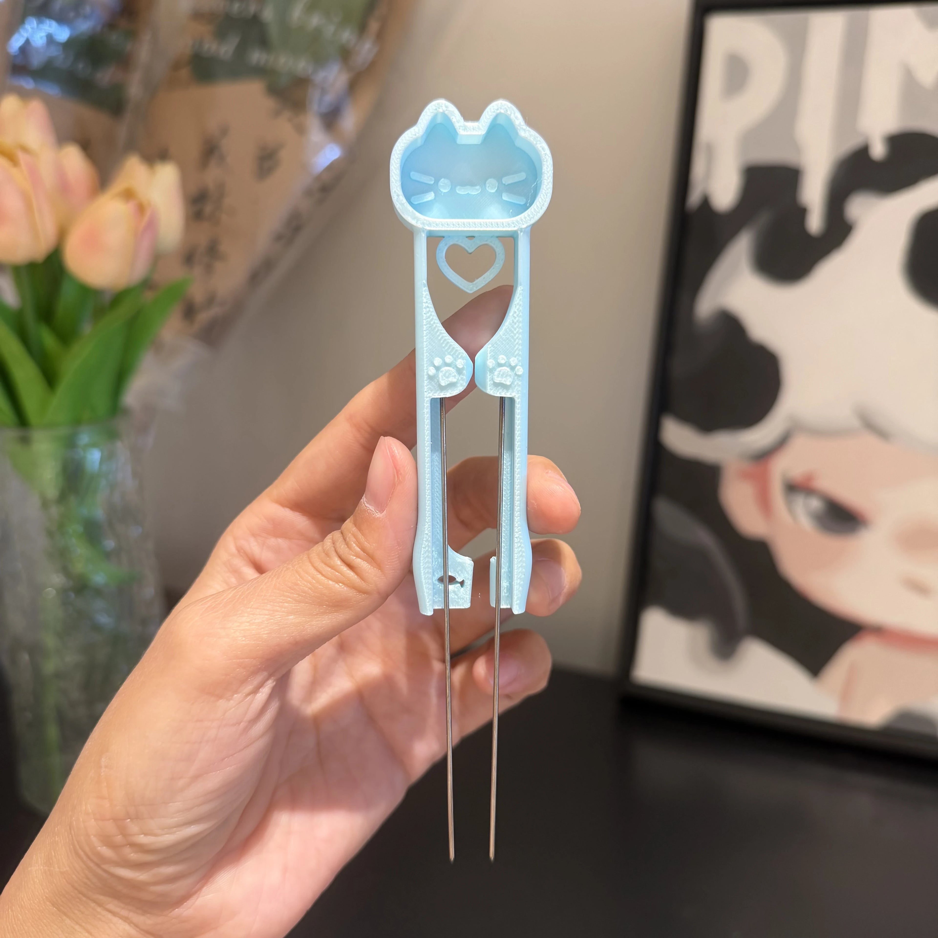 Dual-Needle Perler Beads Picker Pen for 2.6mm Mini Beads – Cat Design 🐱