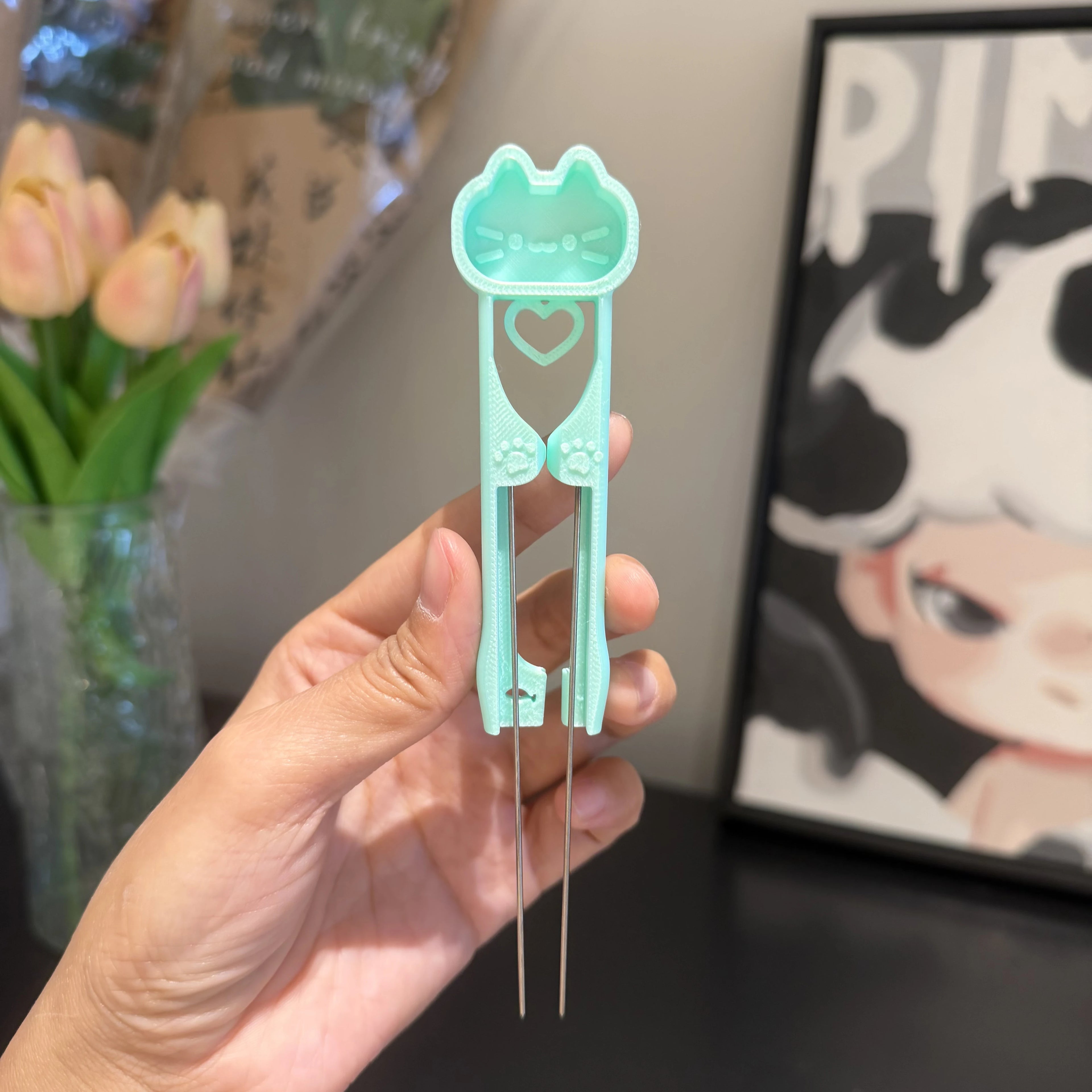 Dual-Needle Perler Beads Picker Pen for 2.6mm Mini Beads – Cat Design 🐱