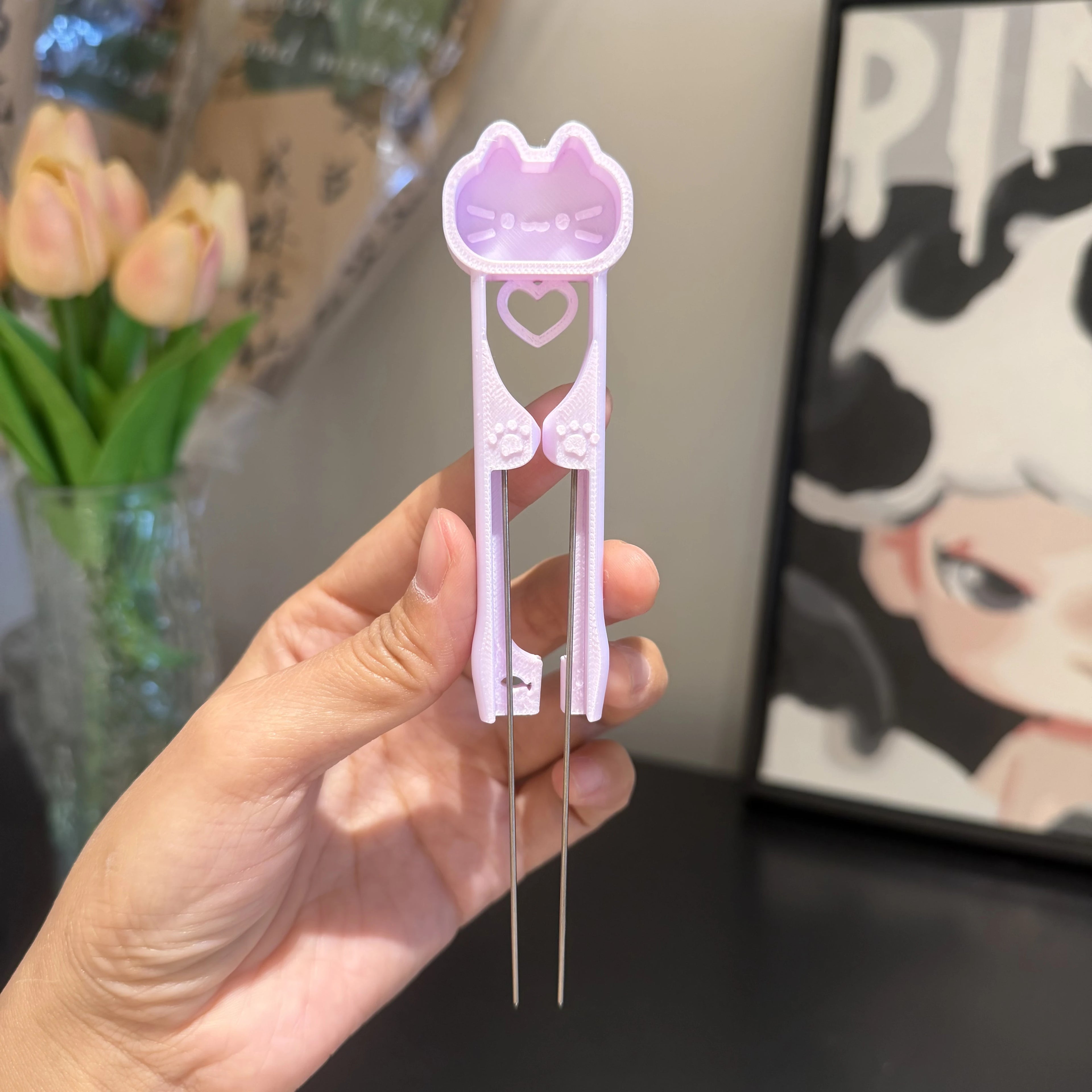 Dual-Needle Perler Beads Picker Pen for 2.6mm Mini Beads – Cat Design 🐱