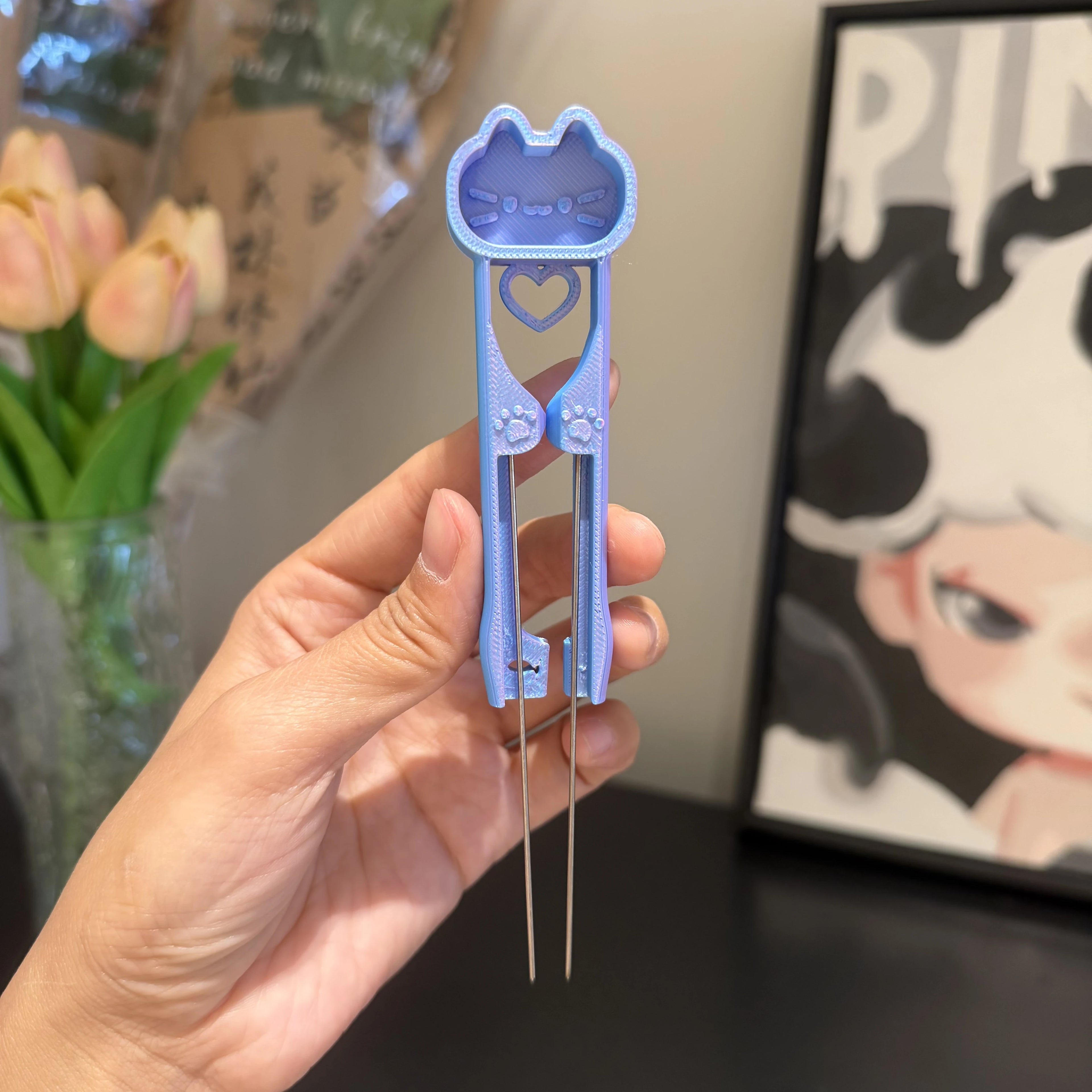 Dual-Needle Perler Beads Picker Pen for 2.6mm Mini Beads – Cat Design 🐱