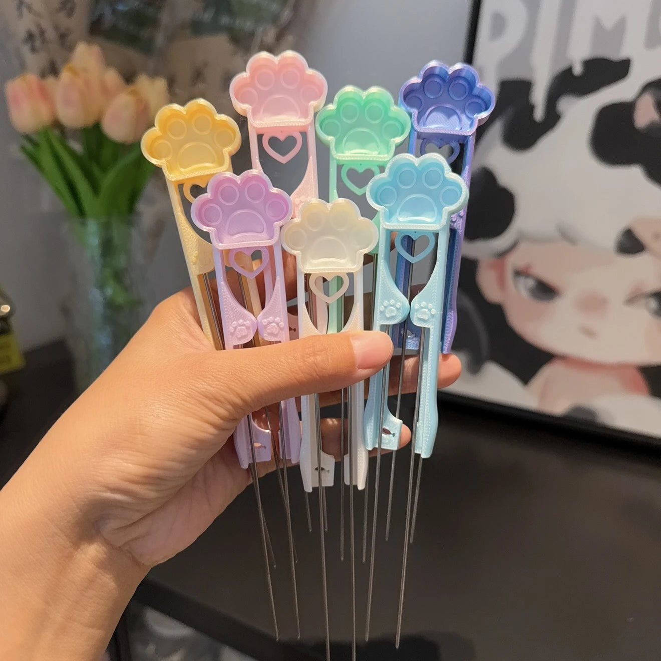 Dual-Needle Perler Beads Picker Pen for 2.6mm Mini Beads – Cat Paw Design🐾