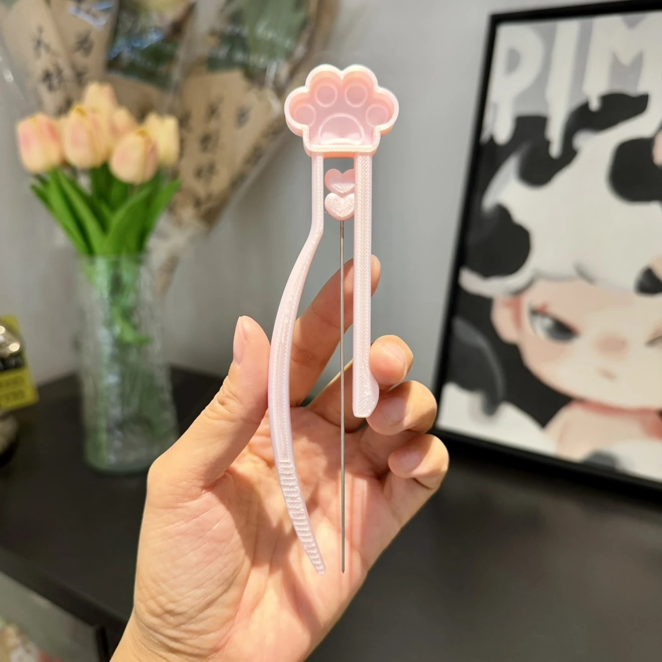 Long Single Needle Perler Beads Picker Pen for 2.6mm Mini Fuse Beads – Cat Paw Design 🐾