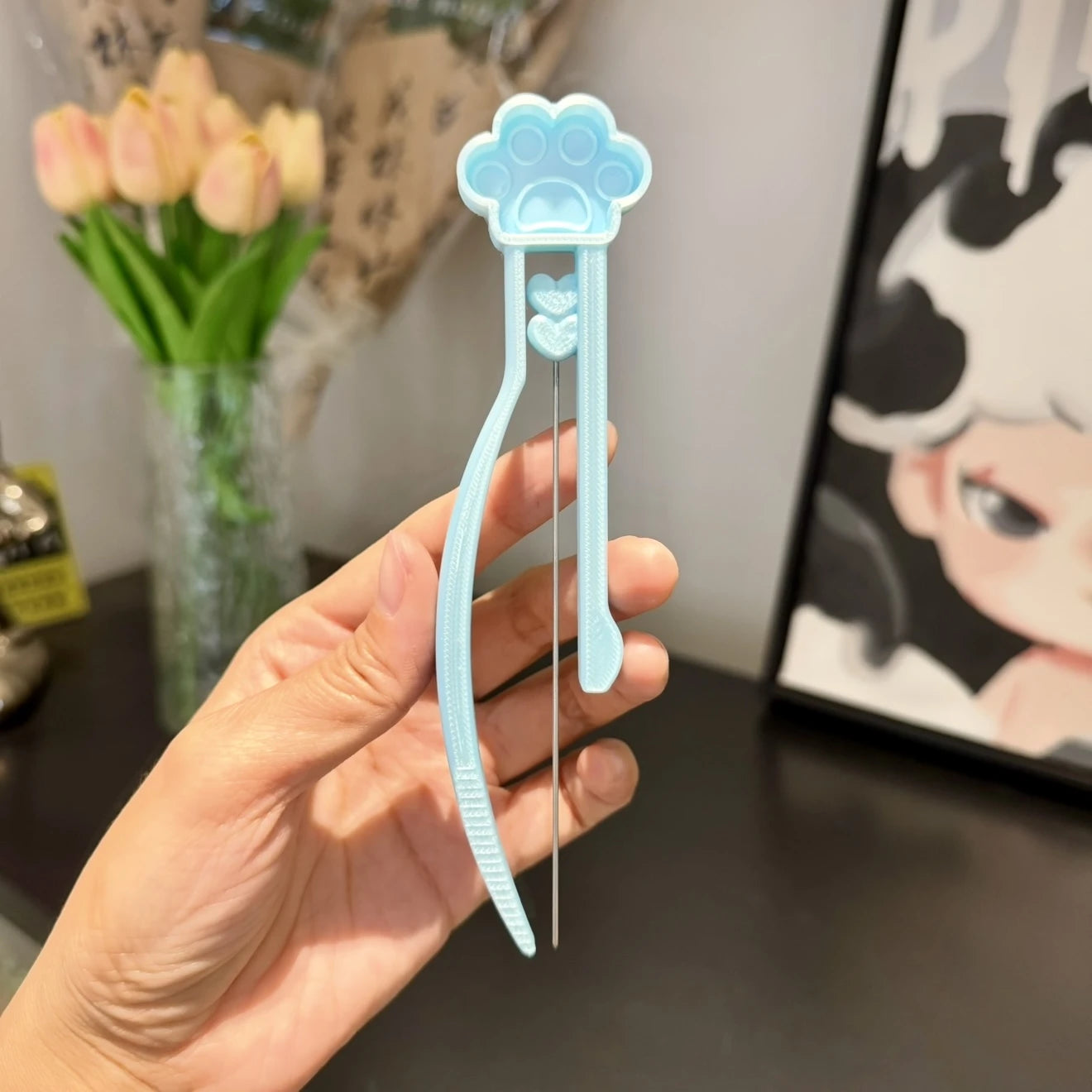Long Single Needle Perler Beads Picker Pen for 2.6mm Mini Fuse Beads – Cat Paw Design 🐾