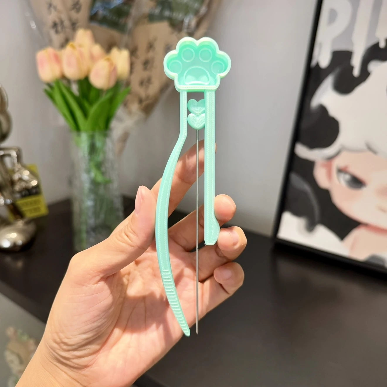 Long Single Needle Perler Beads Picker Pen for 2.6mm Mini Fuse Beads – Cat Paw Design 🐾