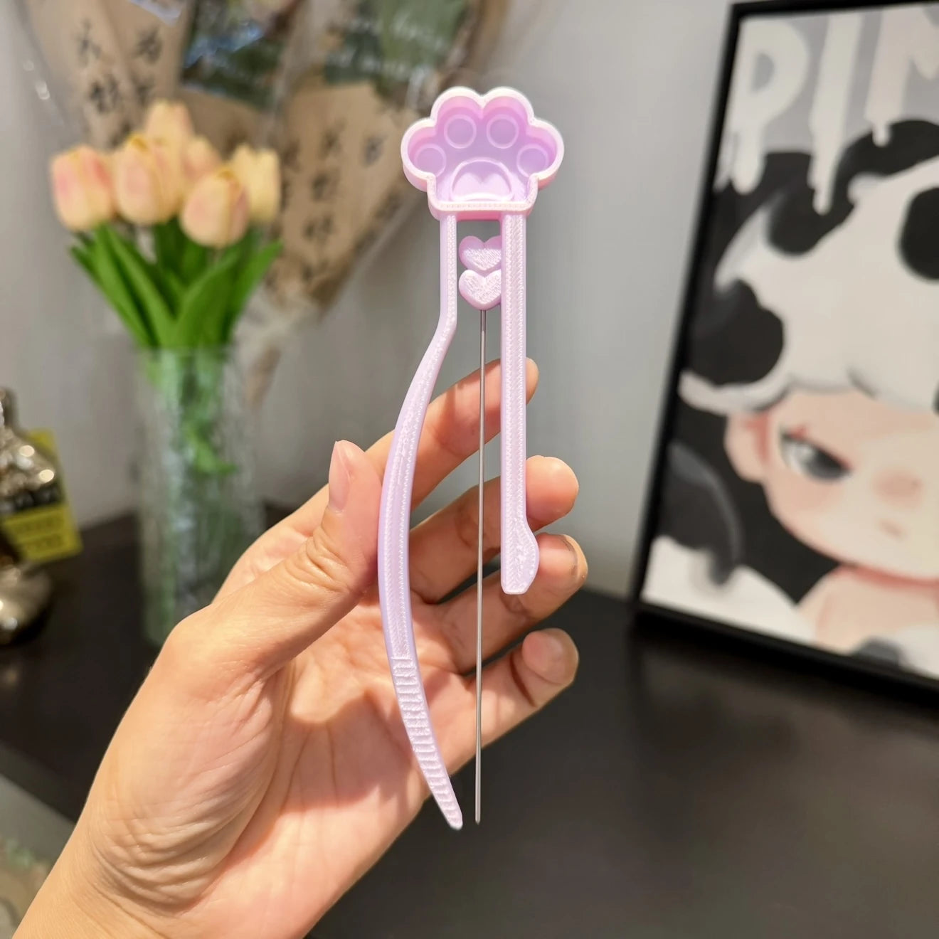 Long Single Needle Perler Beads Picker Pen for 2.6mm Mini Fuse Beads – Cat Paw Design 🐾