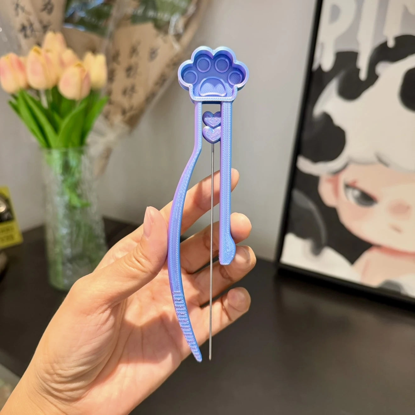 Long Single Needle Perler Beads Picker Pen for 2.6mm Mini Fuse Beads – Cat Paw Design 🐾