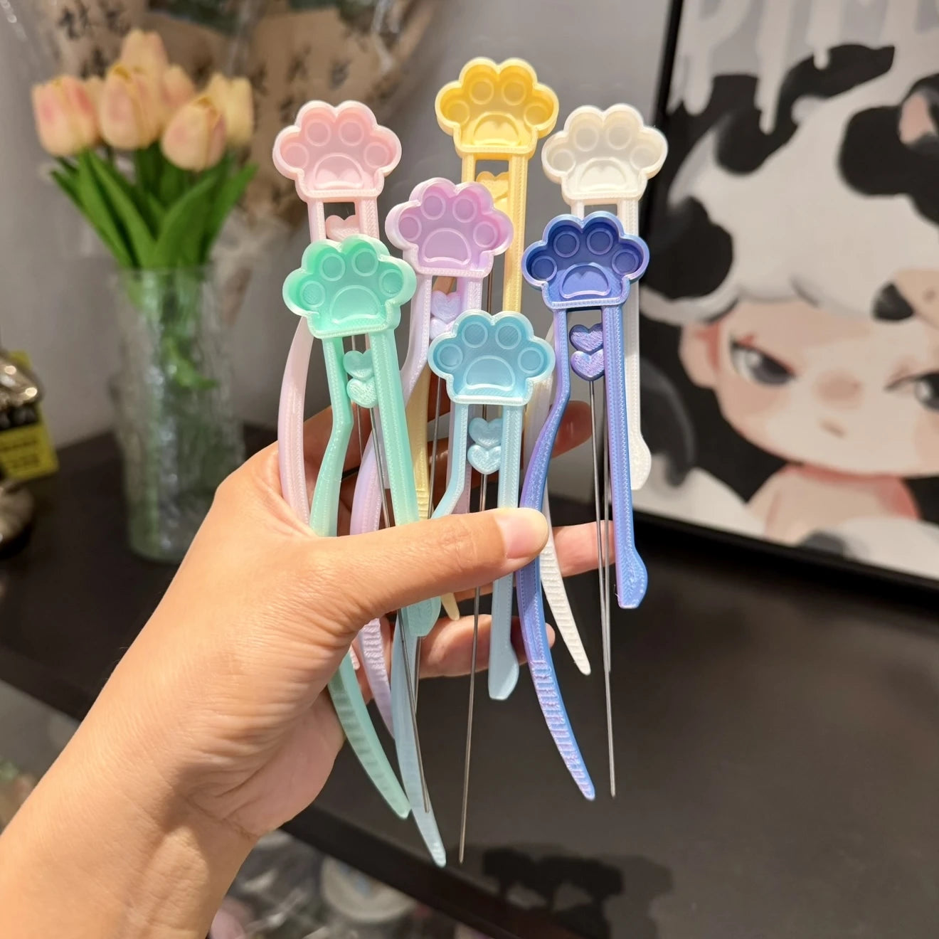 Long Single Needle Perler Beads Picker Pen for 2.6mm Mini Fuse Beads – Cat Paw Design 🐾