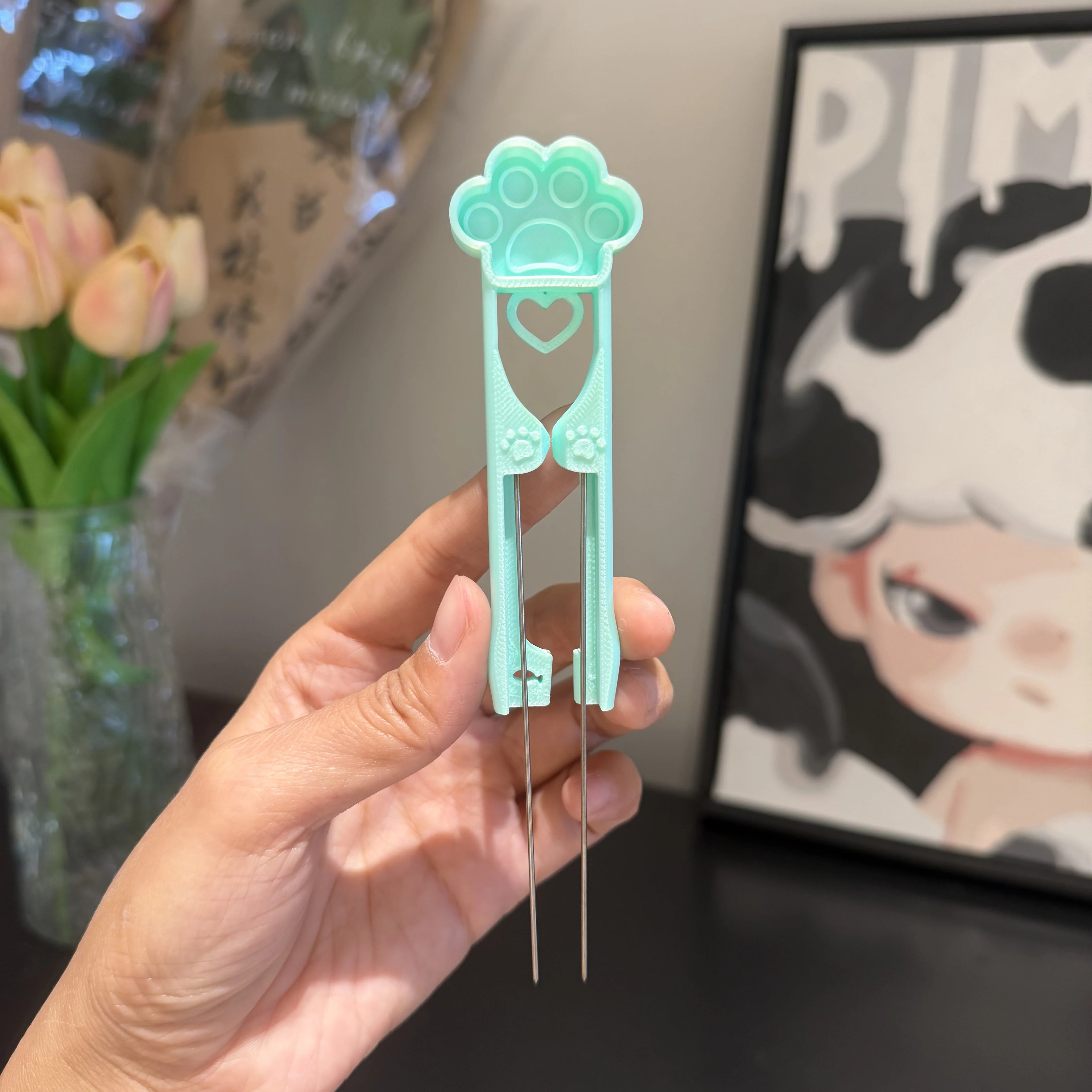 Dual-Needle Perler Beads Picker Pen for 2.6mm Mini Beads – Cat Paw Design🐾