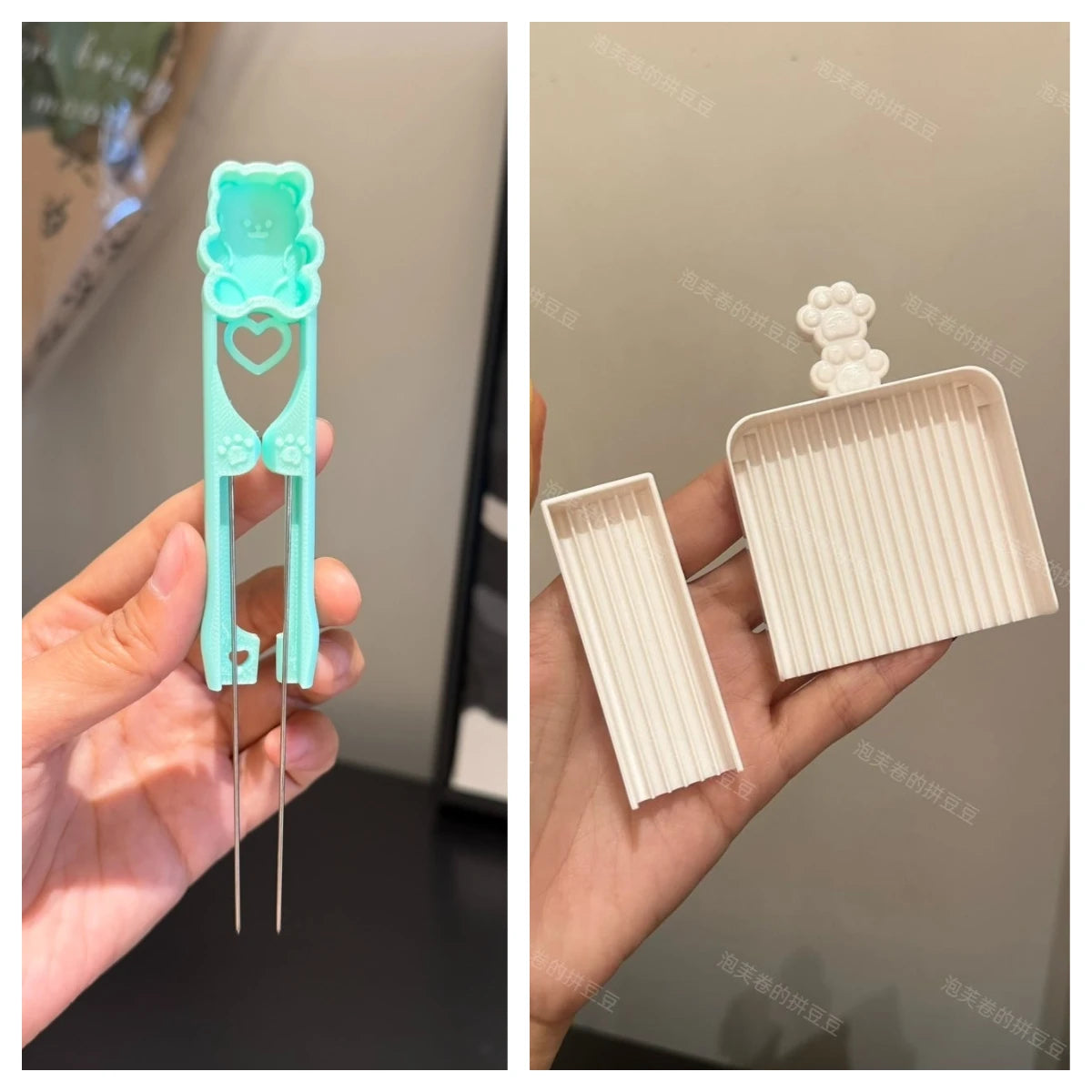 Perler Beads Bear Dual-Needle Picker Pen and Cat Paw Bead Scoop Set– Precision DIY Bead Placement Tool for Mini Fuse Beads Craft
