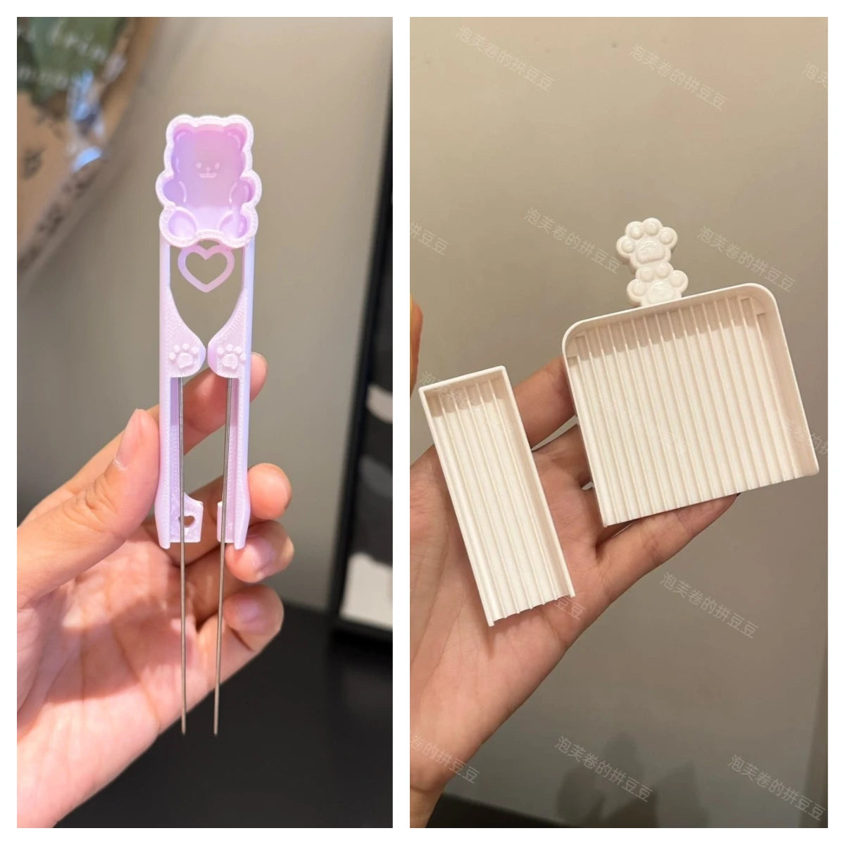Perler Beads Bear Dual-Needle Picker Pen and Cat Paw Bead Scoop Set– Precision DIY Bead Placement Tool for Mini Fuse Beads Craft